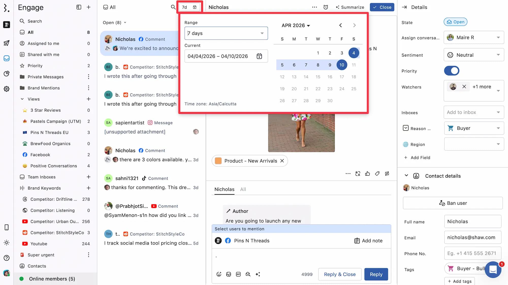 Date range in Engage
