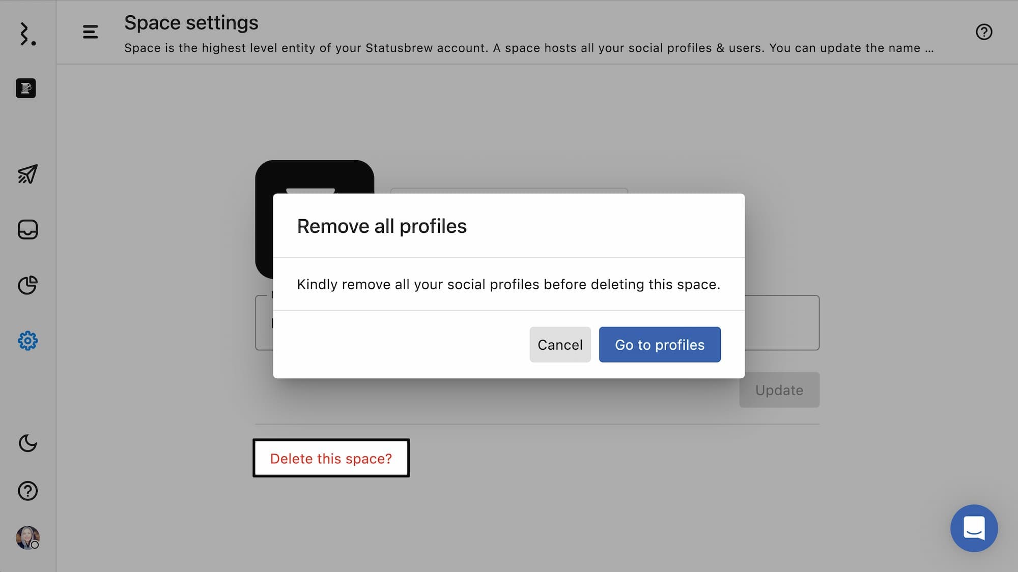 Remove profiles dialog